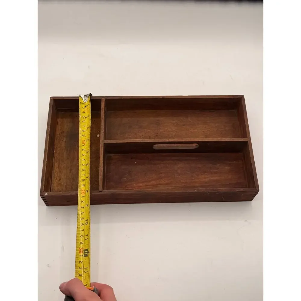 Vintage Rustic Wooden Desk Organizer Tray - 15” Long by 9” Wide